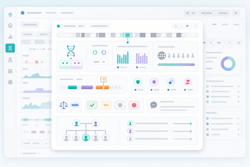 Generated product illustration of a detailed genetic variant overlay